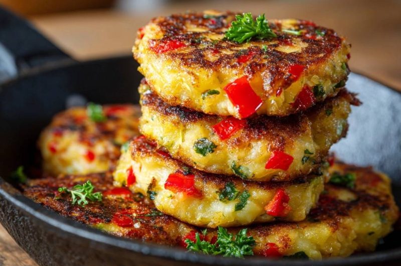 Knusprige Kartoffel-Paprika-Puffer