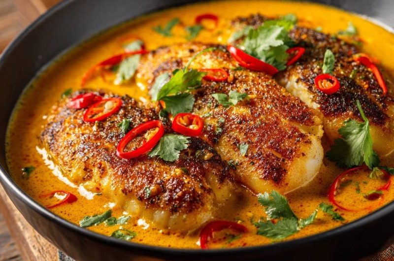 Knuspriger Fisch im Thai-Curry