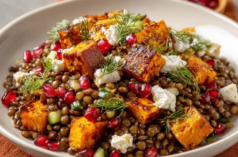 Knuspriger Kürbis-Linsen-Salat