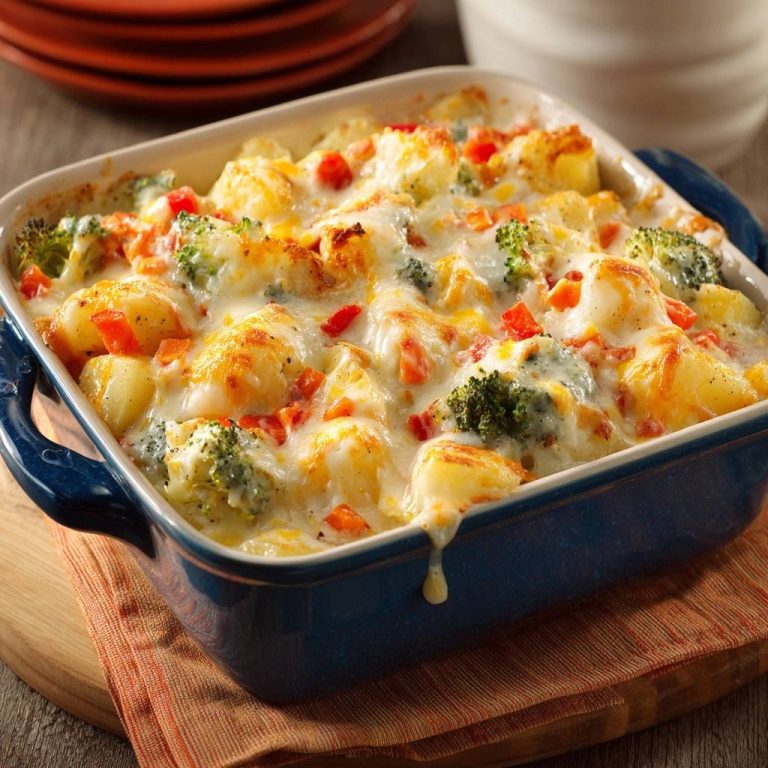 Knuspriger Kartoffel-Brokkoli-Paprika-Auflauf – nie wässrig!