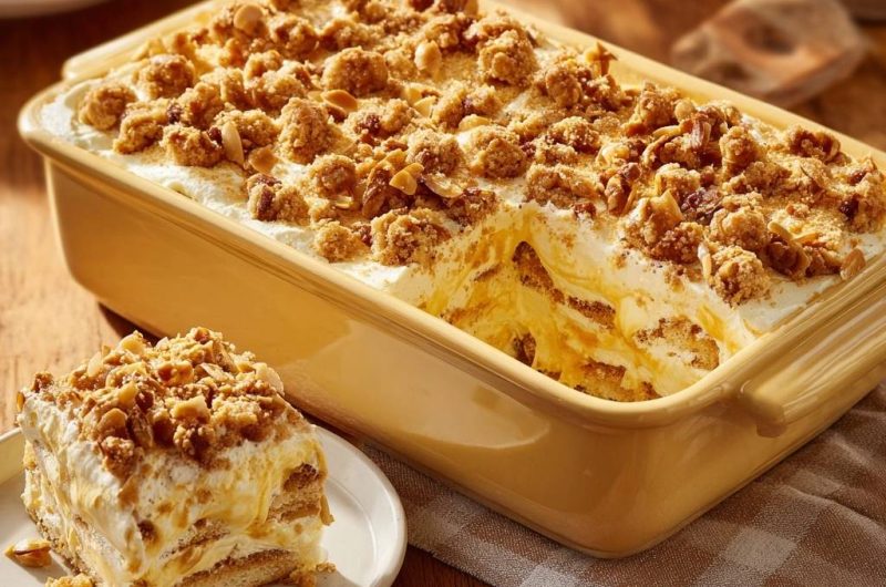 Knuspriges Nuss-Creme-Dessert (Nie wieder matschige Streusel!)