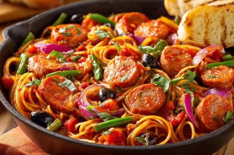 Mediterrane Wurst-Pasta-Pfanne