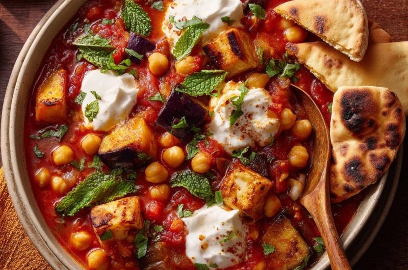 Mediterraner Auberginen-Kichererbsen-Eintopf