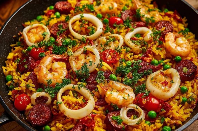 Meeresfrüchte-Paella mit Chorizo