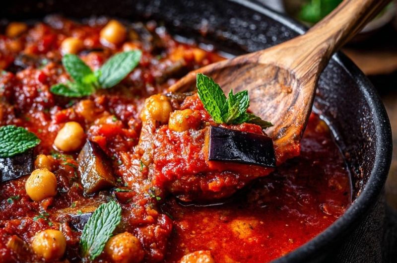 Sämiger Auberginen-Kichererbsen-Eintopf