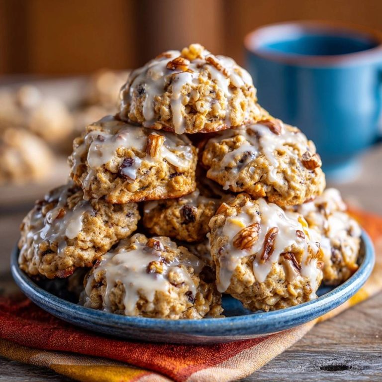 Saftige Haferkekse mit Rosinen, Pekannüssen & cremiger Glasur