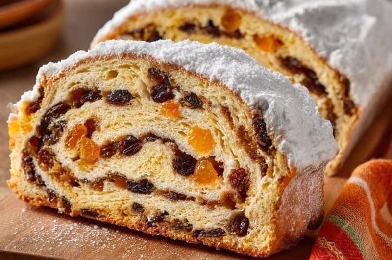 Saftiger Rosinen-Orangen-Stollen (Nie wieder sinkende Früchte!)