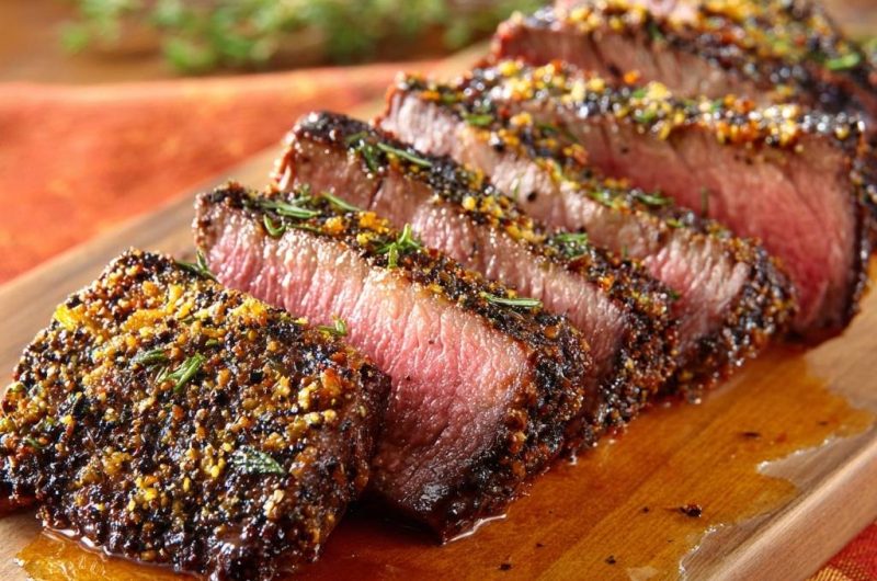 Saftiges Rindersteak mit Kräuterkruste