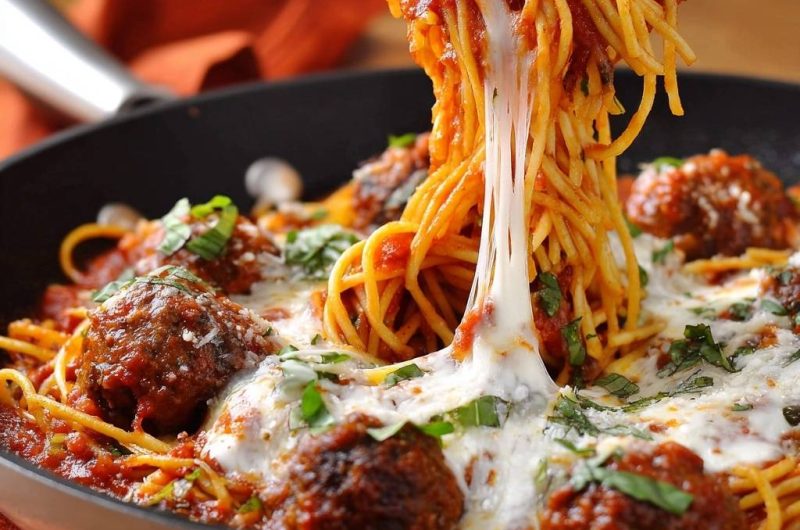 Spaghetti mit saftigen Fleischbällchen