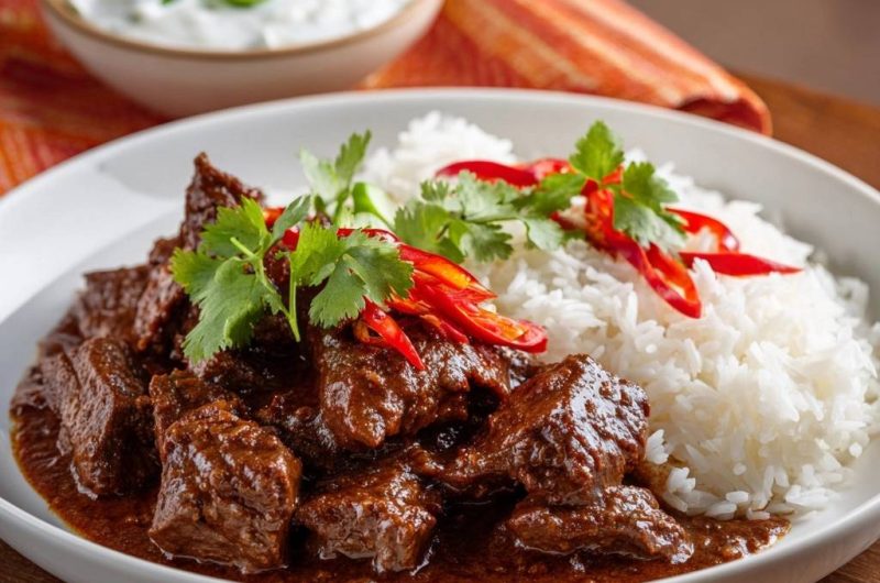 Zartes Rinder-Gulasch mit Basmati-Reis