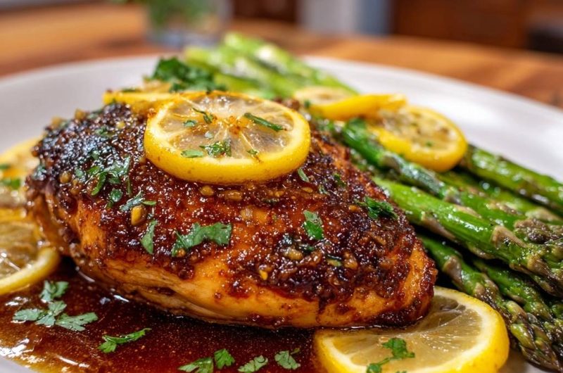 Zitronen-Knoblauch-Hähnchen mit Spargel