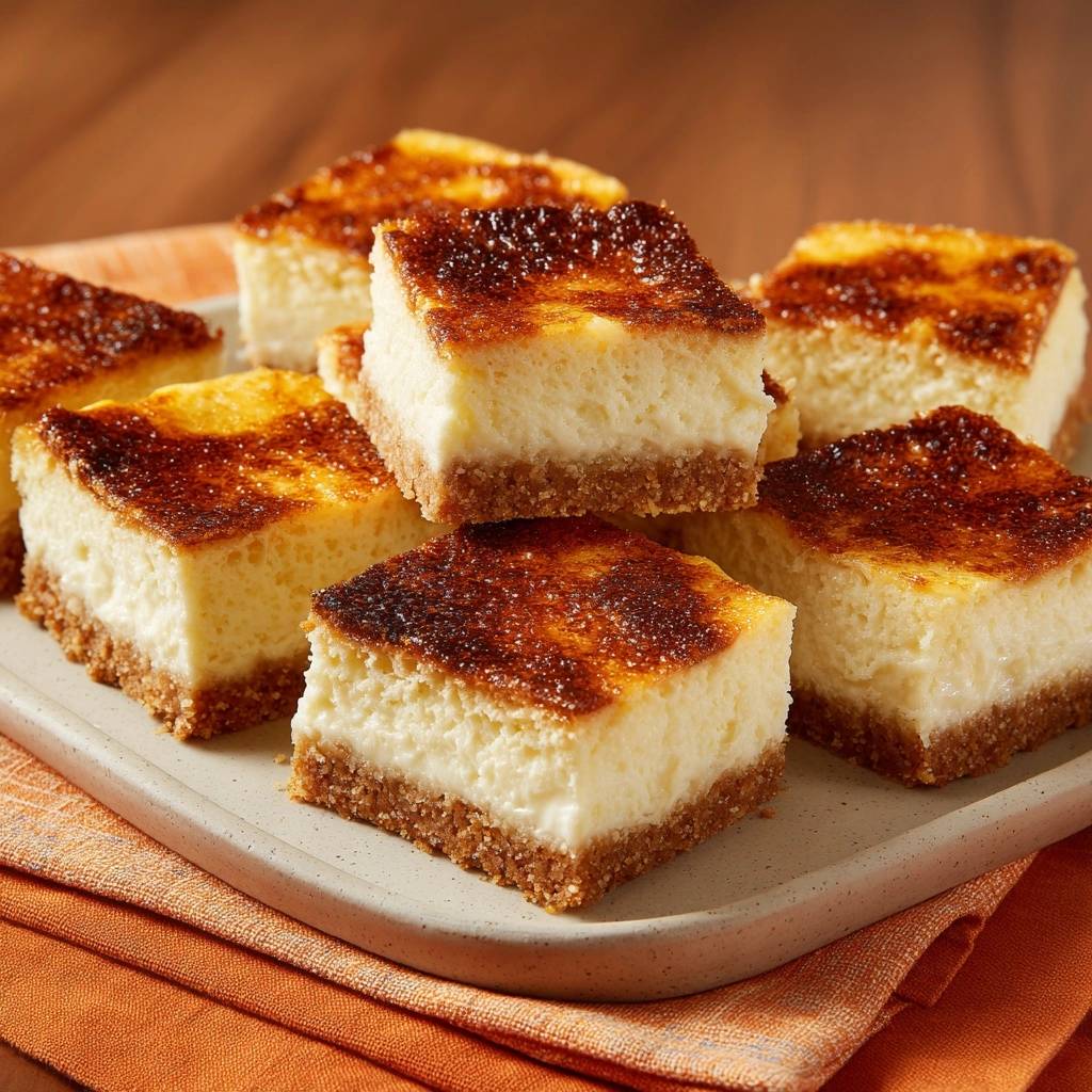 Creme Brulee Kasekuchen Querschnitt Serviert 1 Crème Brûlée Käsekuchen, serviert auf einem hellen Teller, zeigt einen verlockenden Querschnitt mit goldbrauner Kruste.