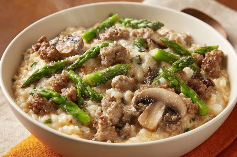 Spargel-Pilz-Risotto