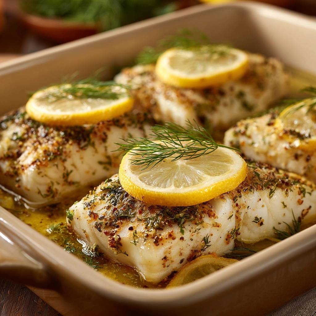 Zitronen-Dill-Kabeljau aus dem Ofen