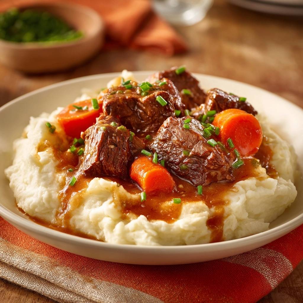 Zartes Rindergulasch mit Kartoffelstampf