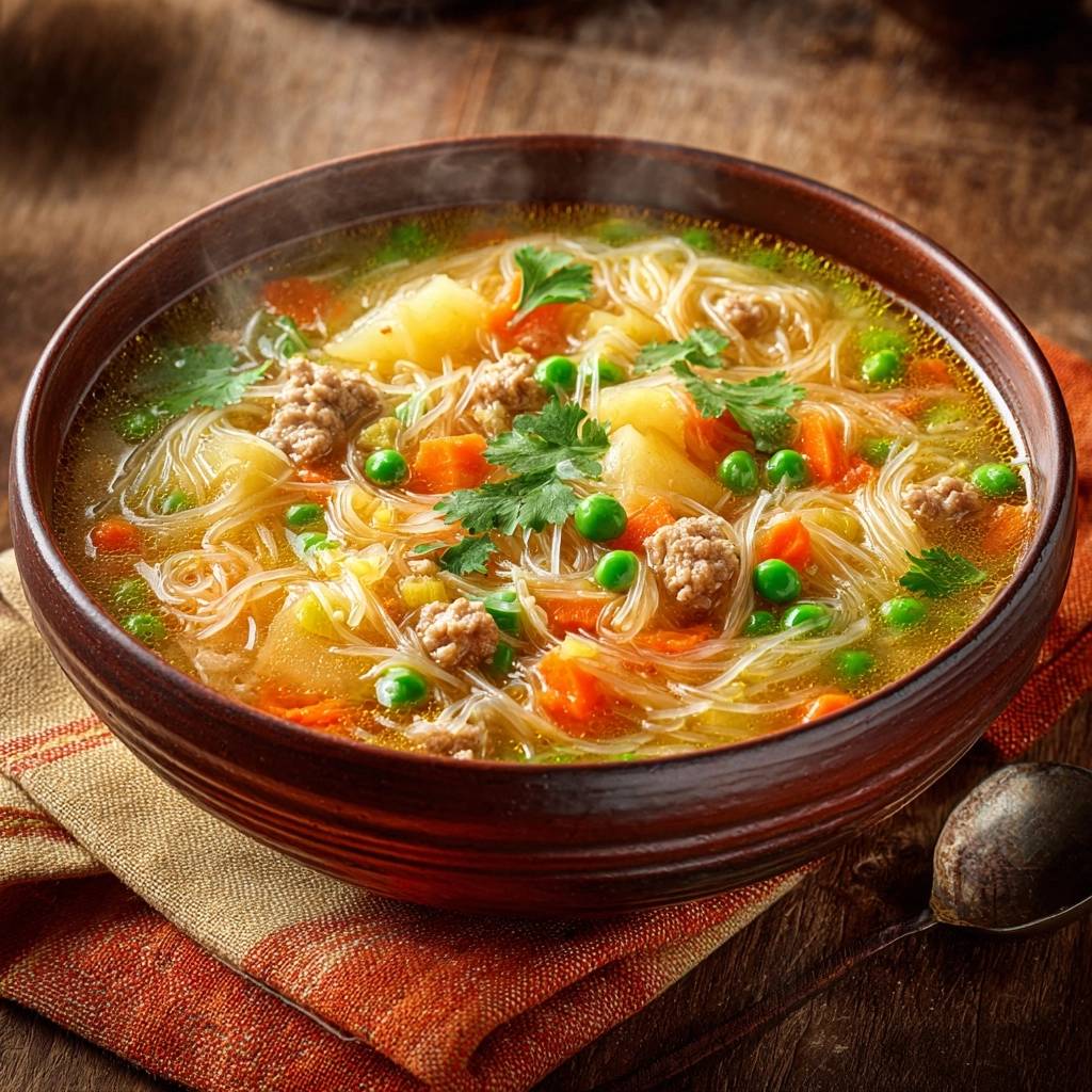 Herzhafter Glasnudeltopf mit Hackfleisch