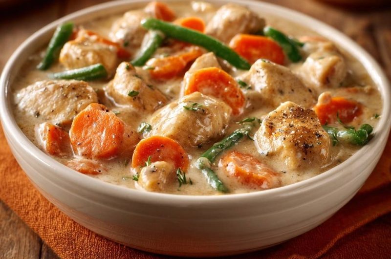 Cremiges Hähnchen-Geschnetzeltes mit Gemüse