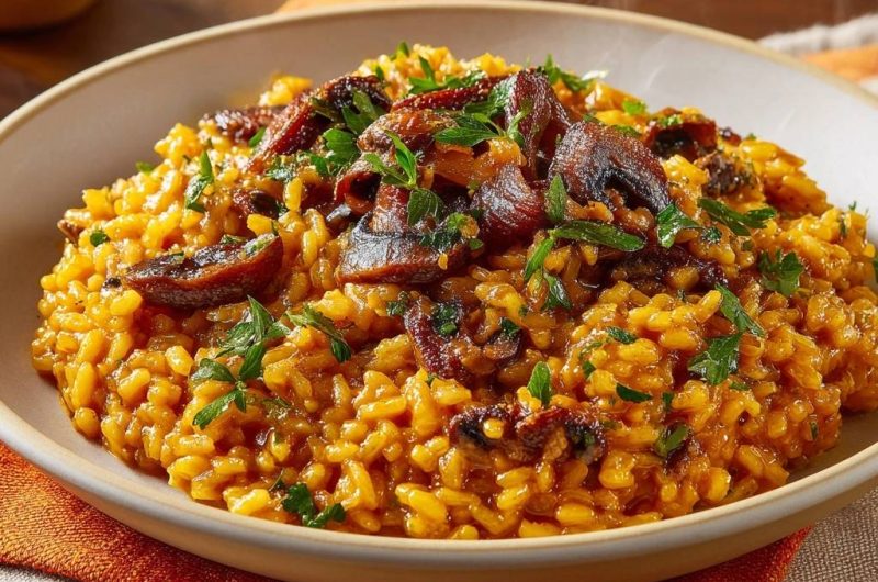 Cremiges Pilz-Risotto mit Safran