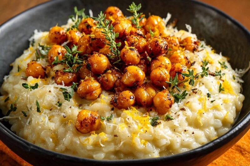 Cremiges Zitronen-Risotto mit Röst-Kichererbsen