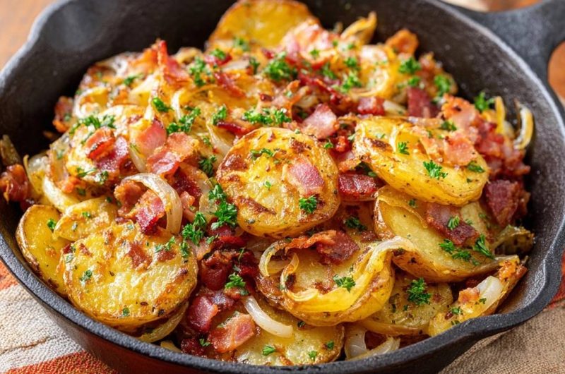 Herzhafte Bratkartoffeln mit Speck und Zwiebeln