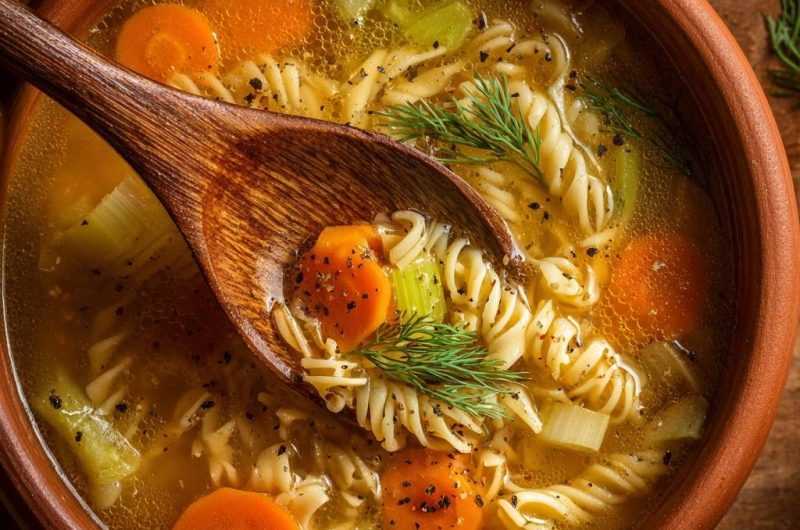 Herzhafte Gemüsesuppe mit Fusilli