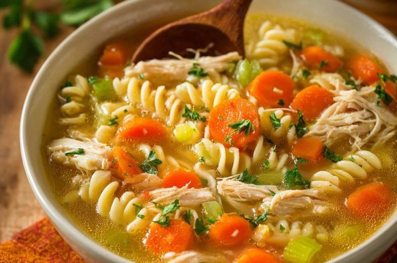 Herzhafte Hühnersuppe mit Spiralnudeln