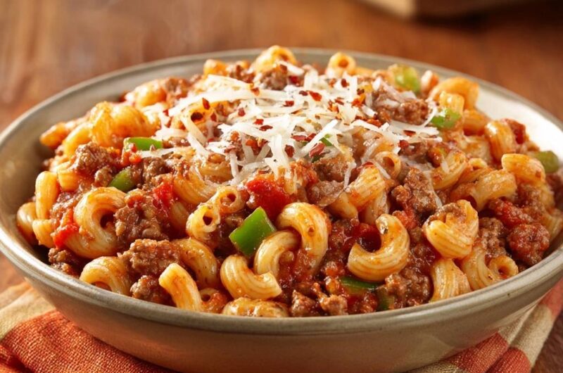 Herzhafte Pasta-Pfanne mit Rinderhack