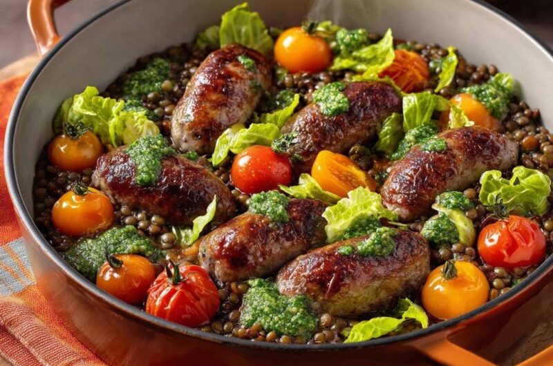 Herzhafte Wurst-Linsen-Pfanne