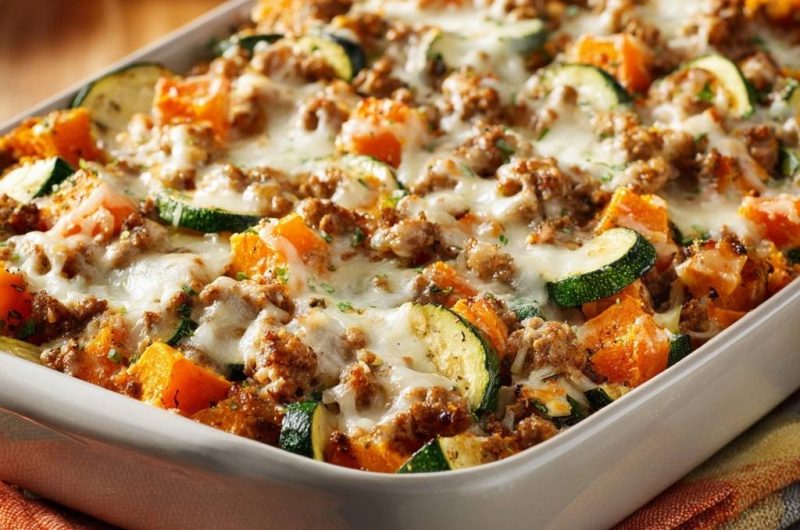 Herzhafter Kürbis-Zucchini-Auflauf
