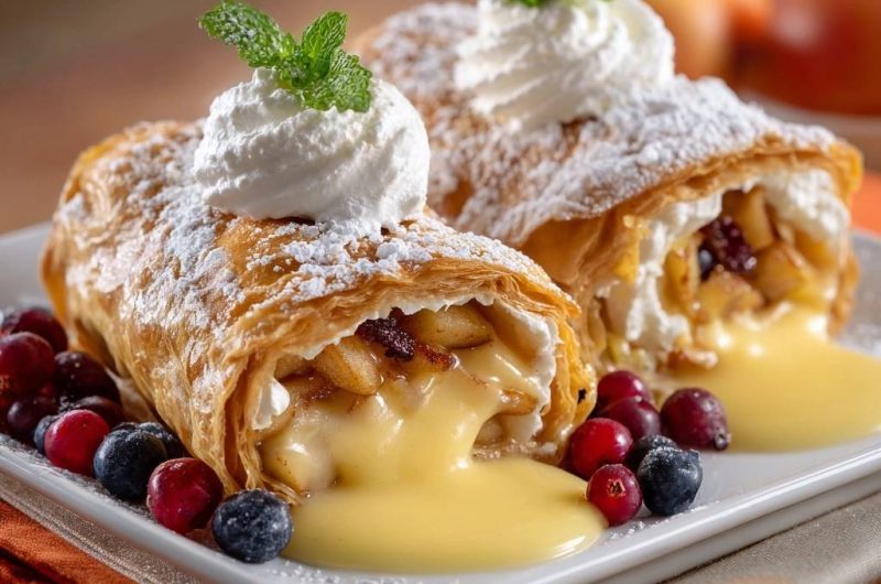 Knuspriger Apfelstrudel mit flüssigem Vanillekern