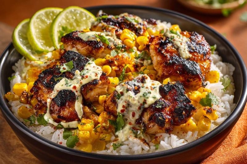 Würzige Hähnchen-Reis-Bowl