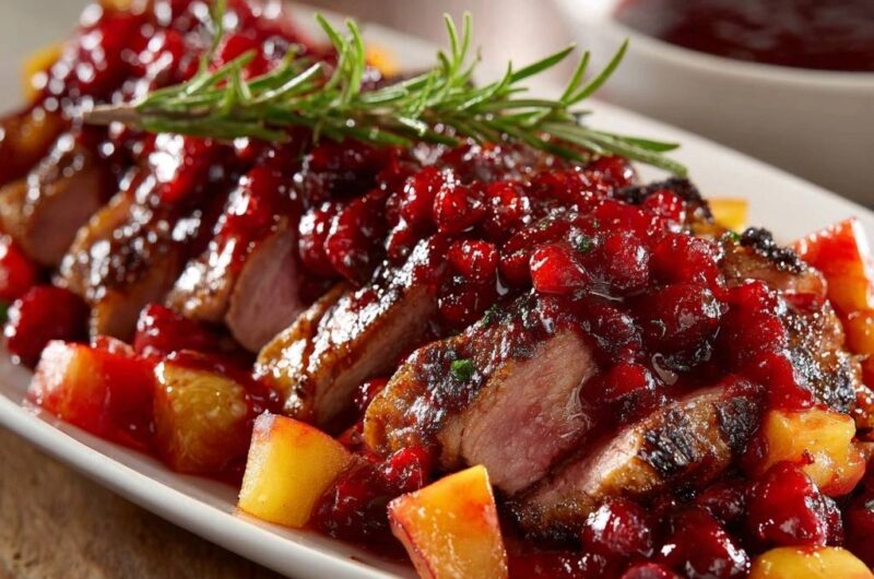 Zarte Entenbrust mit Cranberry-Apfel-Glasur
