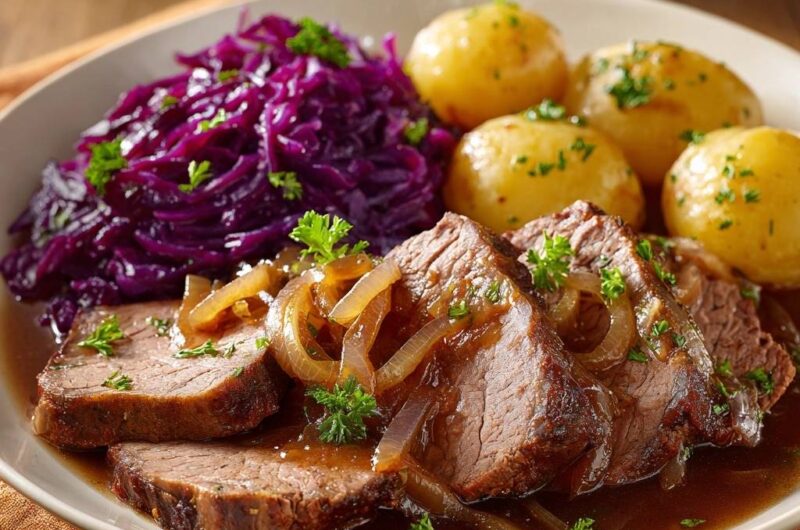 Zarter Rinderbraten mit Zwiebelsoße