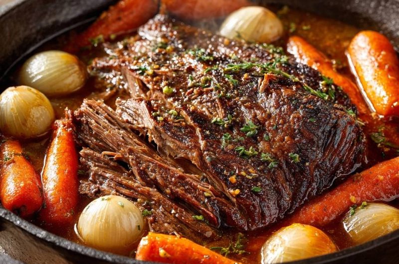 Zarter Rinderschmorbraten aus dem Gusseisen