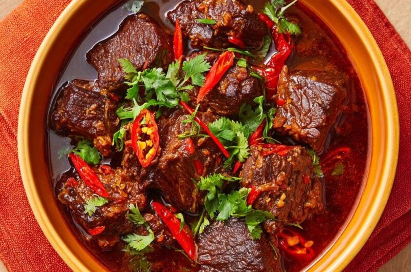 Zartes Rinder-Gulasch mit Chili