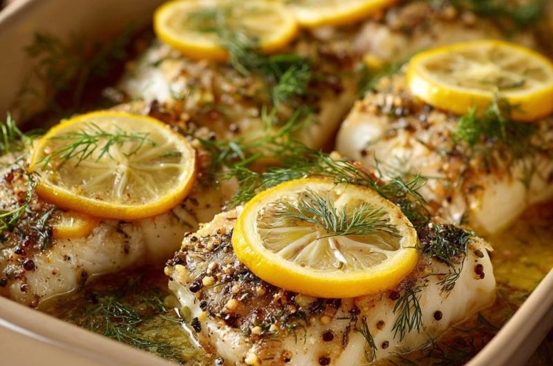 Zitronen-Dill-Kabeljau aus dem Ofen