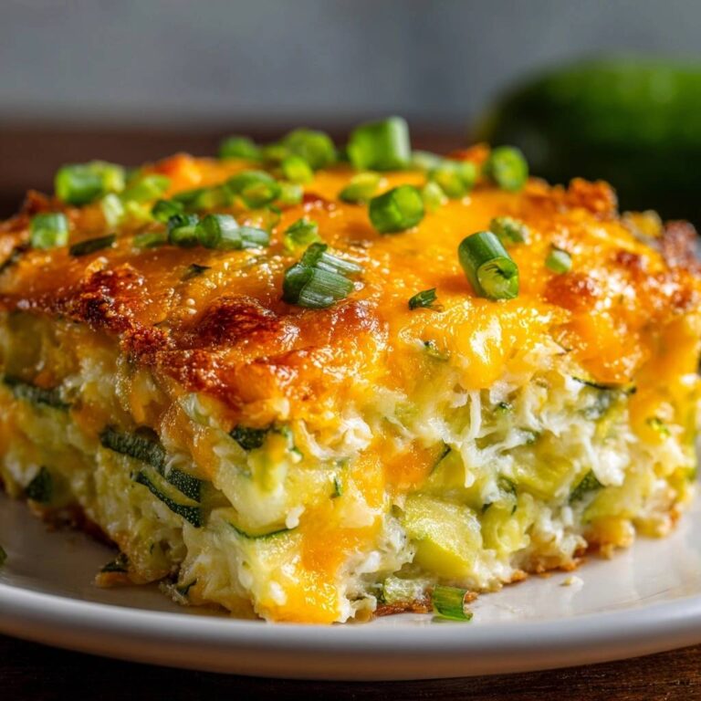 Herzhafter Zucchini-Käse-Auflauf zeigt einen saftigen Querschnitt, der die geschichteten Zucchini und den geschmolzenen Käse offenbart.