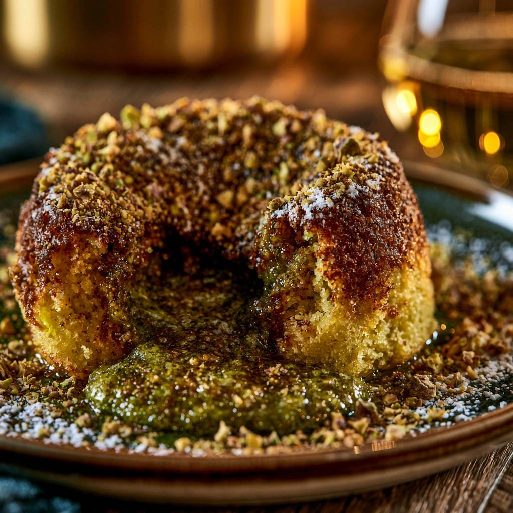 Pistazien-Lava-Cake mit flüssigem Kern
