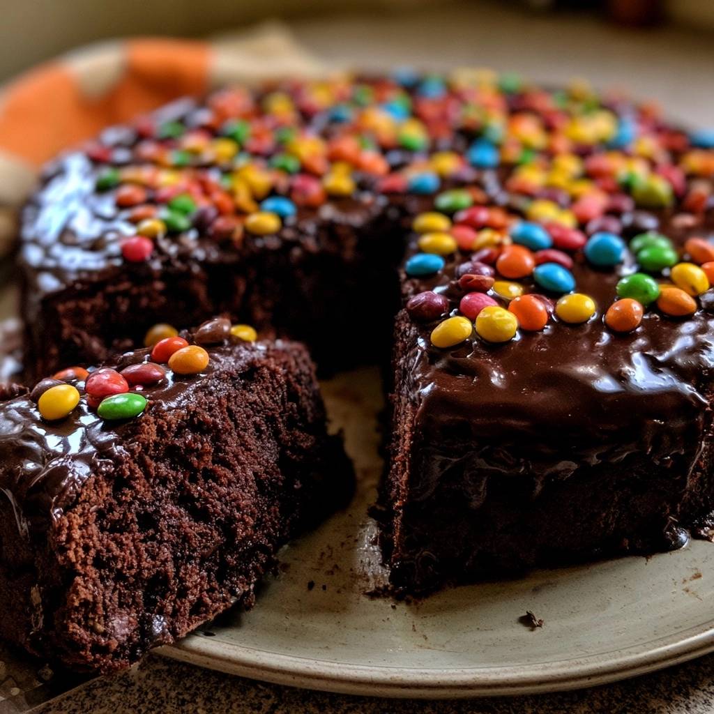 Saftiger Schokoladenkuchen mit bunten Linsen