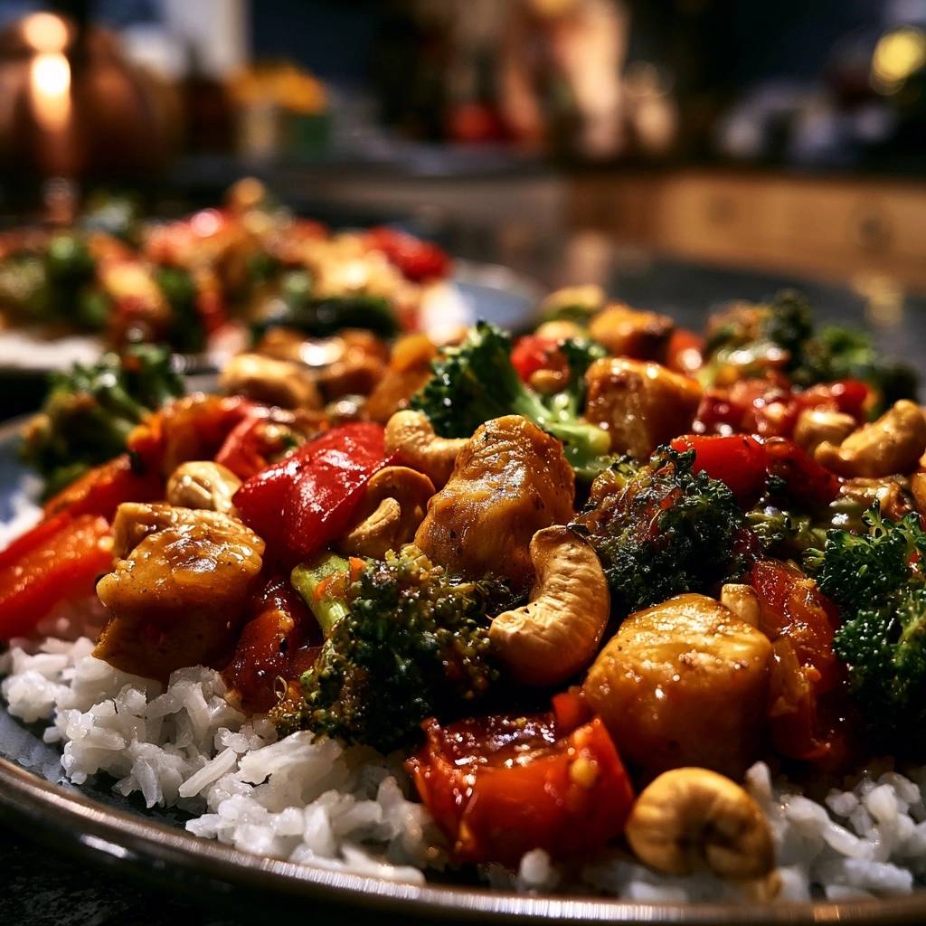 Cashew-Hähnchen mit Brokkoli
