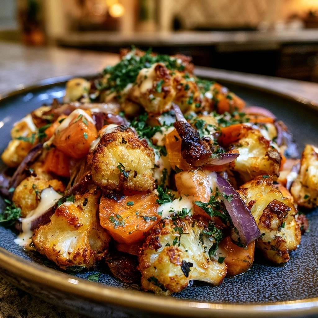 Röst-Blumenkohl mit Süßkartoffeln