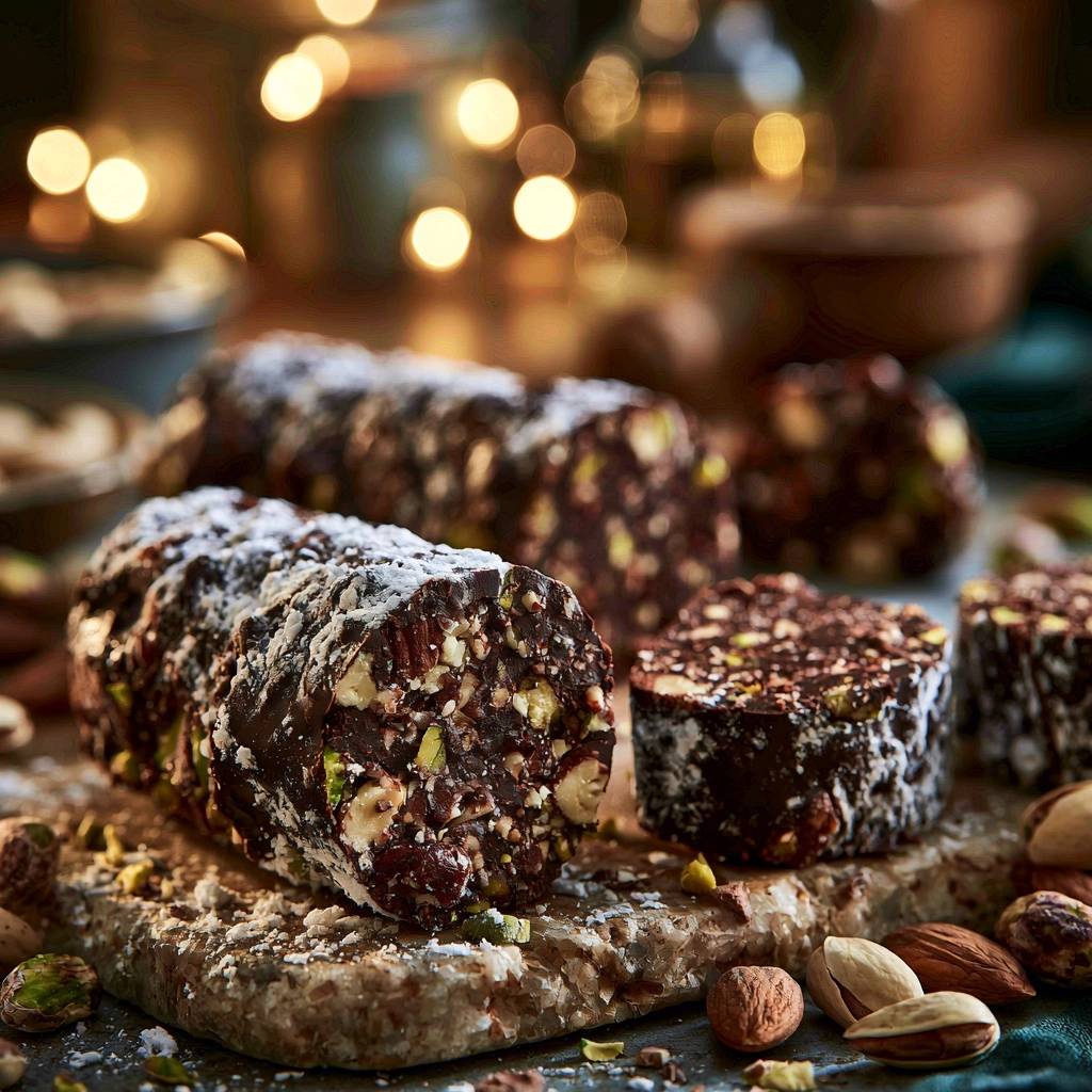 Schokoladen-Nuss-Salami
