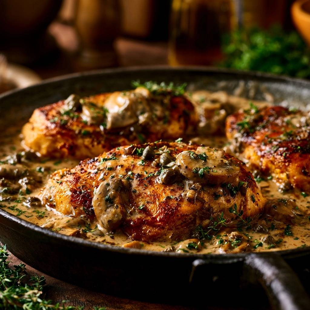 Hähnchenbrust in Pilz-Rahm-Sauce
