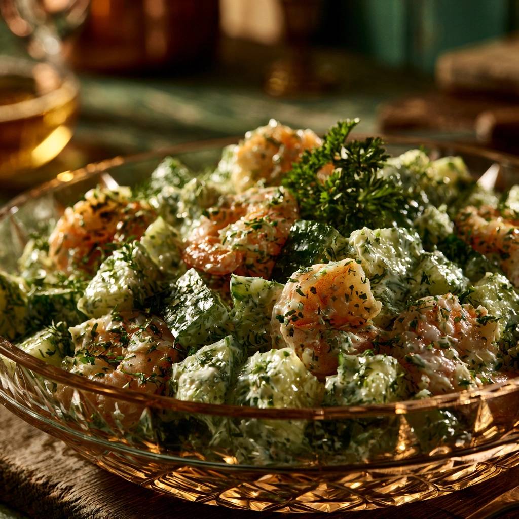 Cremiger Garnelen-Gurken-Salat