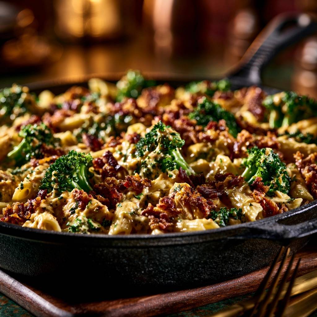 Cremige Brokkoli-Bacon-Pasta aus der Pfanne