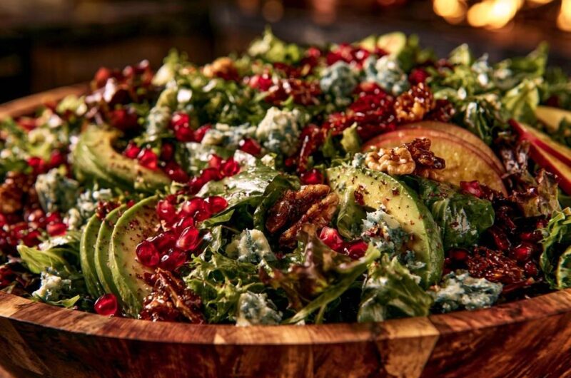 Avocado-Granatapfel-Salat mit karamellisierten Walnüssen