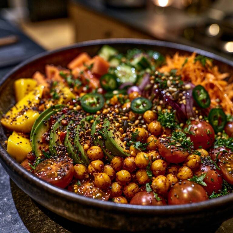 Bunte Regenbogen-Bowl mit Knusper-Kichererbsen