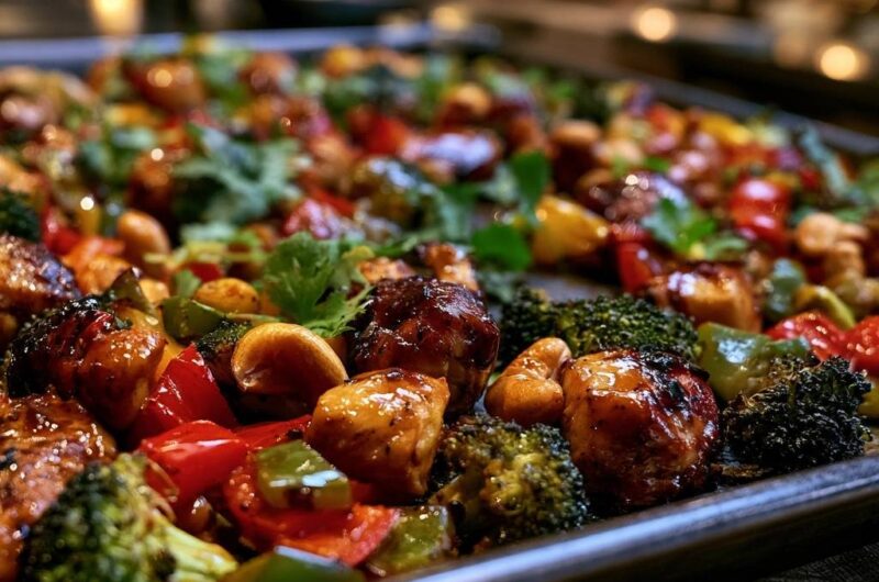 Buntes Teriyaki-Hähnchen vom Blech