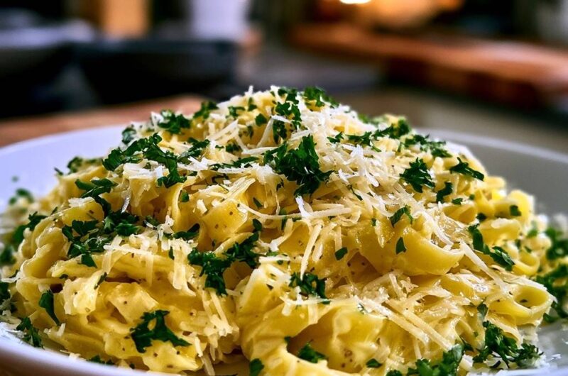 Cremige Tagliatelle mit Parmesan und Petersilie