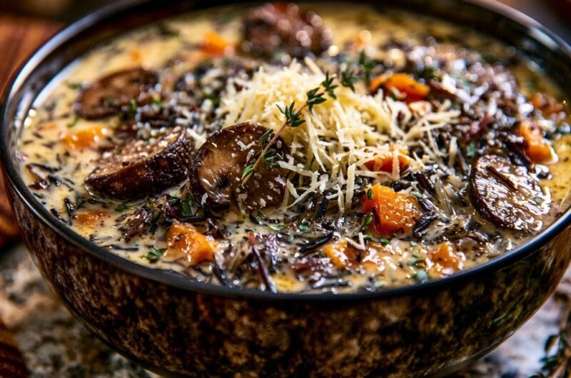 Cremige Wildreis-Pilz-Suppe